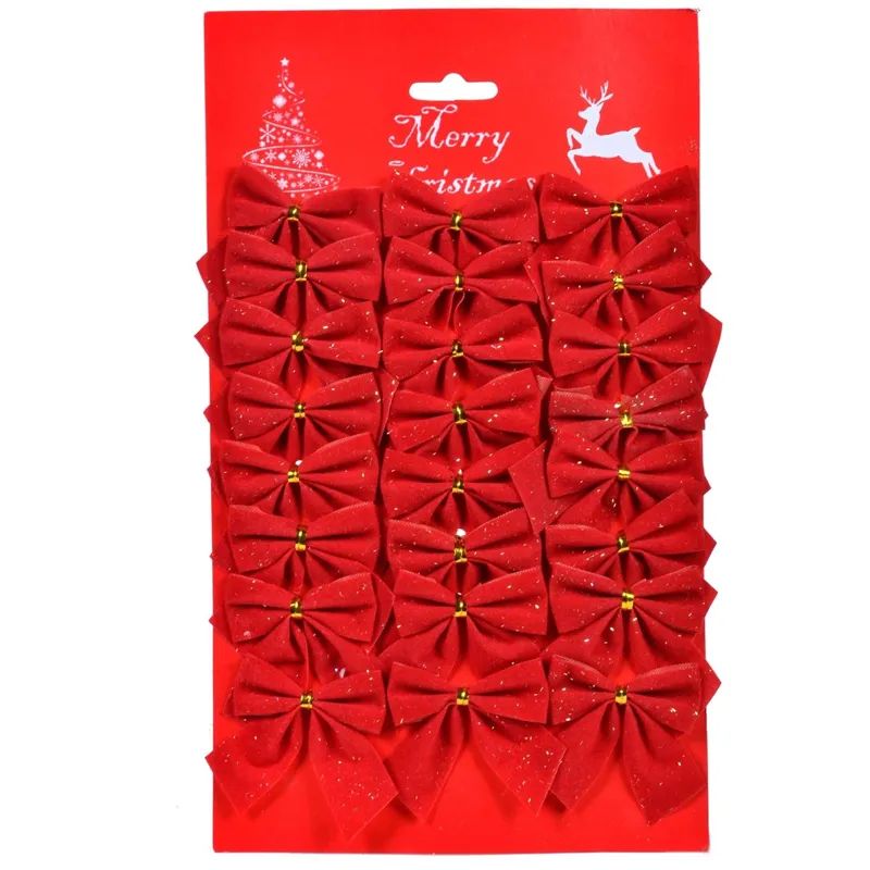 Fundite Decorative Craciun Rosii Catifelate Set 24 Bucati