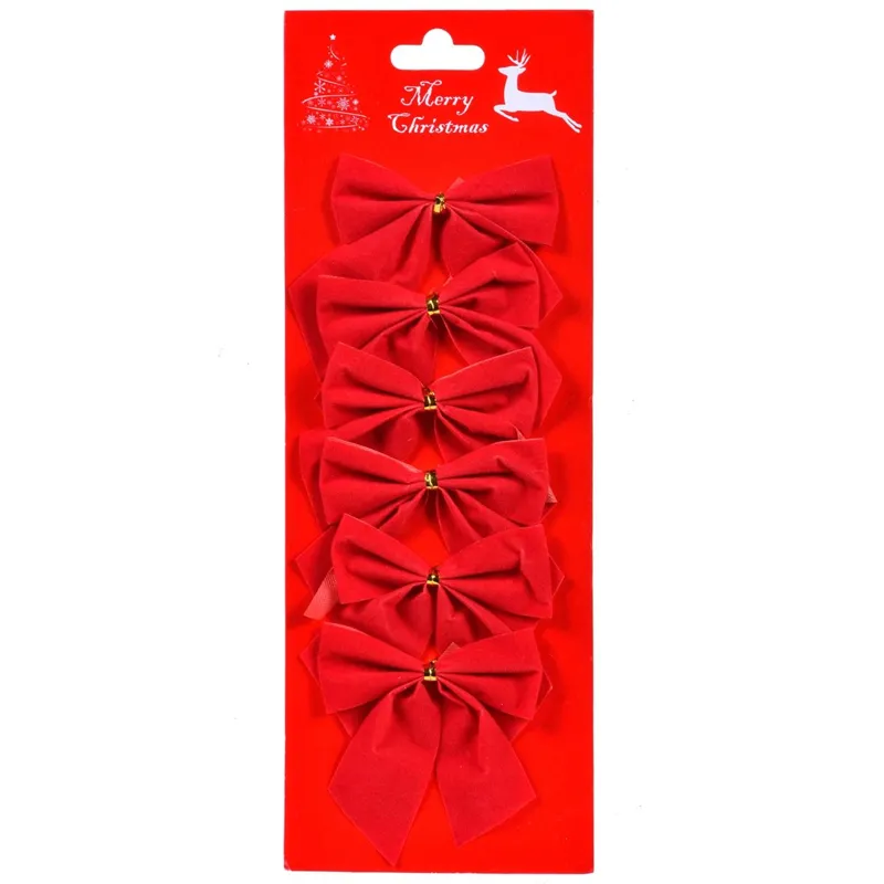 Fundite Decorative Craciun Rosii Catifelate 7x9cm Set de 6 bucăți