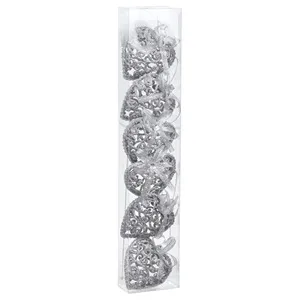 Ornamente de Craciun Inimi Argintii Glitter cu Formă de Inimă – poza 4