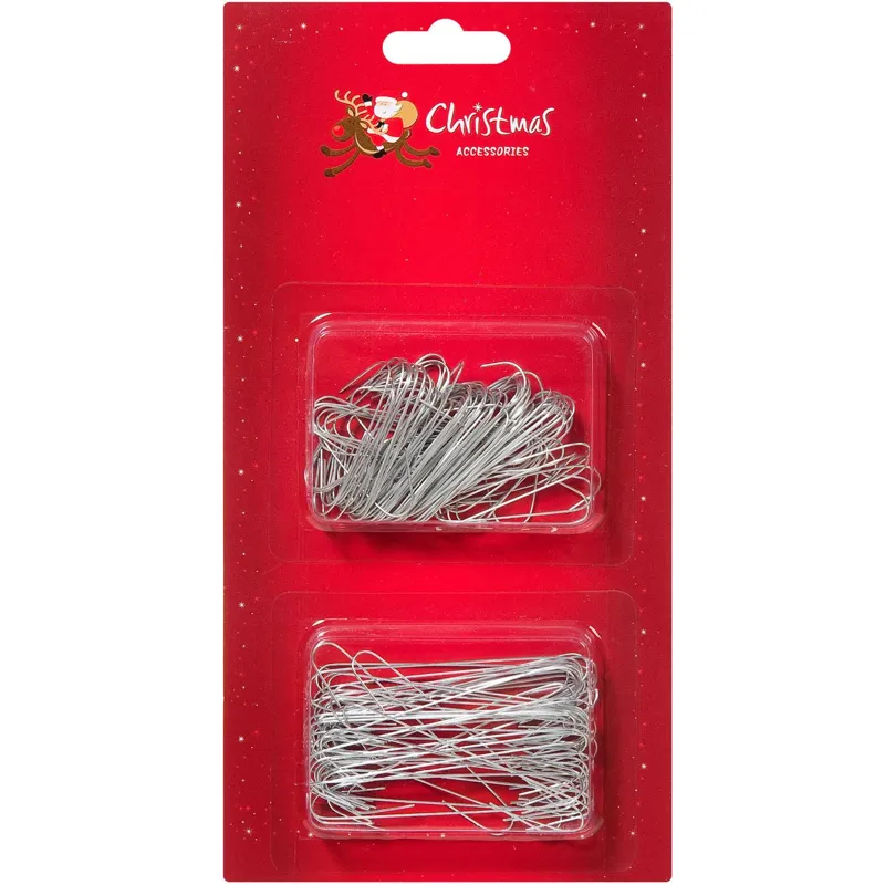 Carlige de Crăciun Argintii Set 150 Bucăți Metal