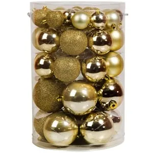 Set Globuri Craciun Aurii Glitter cu Dimensiuni Variate