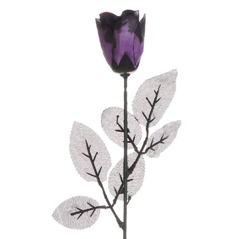 Floare artificială Trandafir, Negru-Mov, 47cm