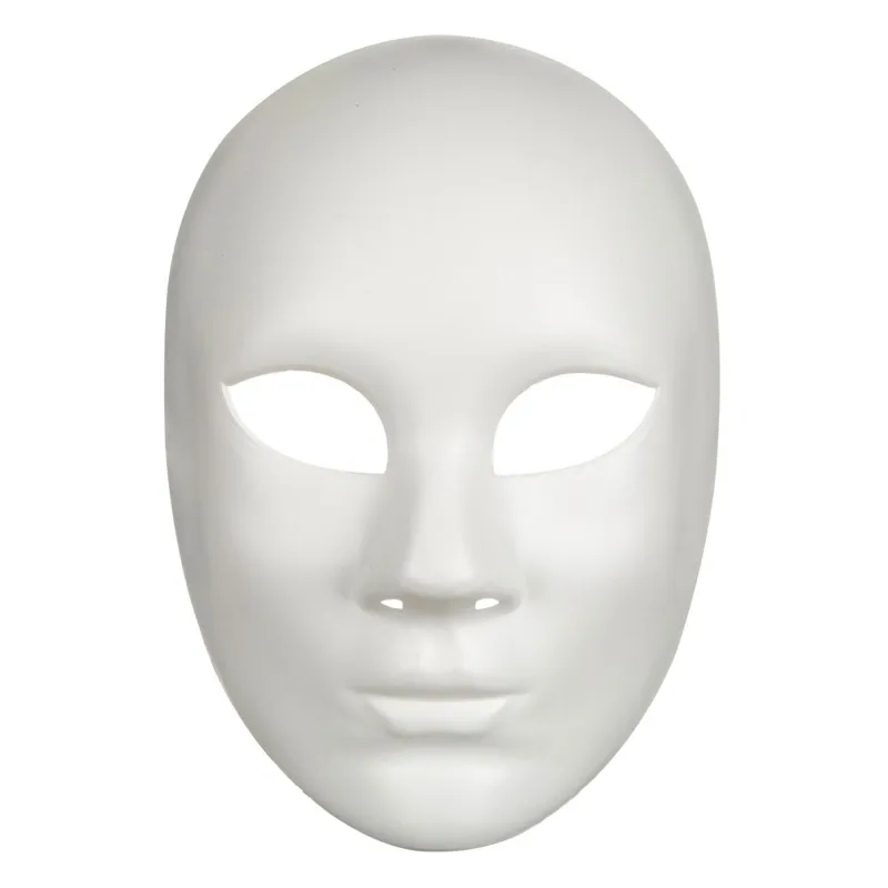 Mască de carnaval full face, albă, din plastic, pentru adulți
