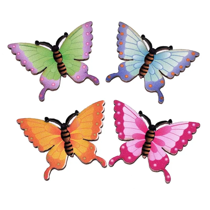 Fluturi decorative autocolante din lemn 3cm set de 12 buc