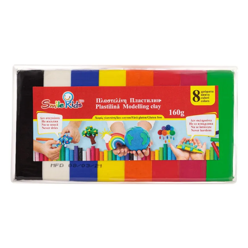 Plastilină în cutie, 8 culori diferite pentru activități creative