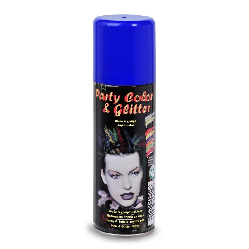 Spray de păr cu sclipici, Albastru, 125 ml, pentru Halloween
