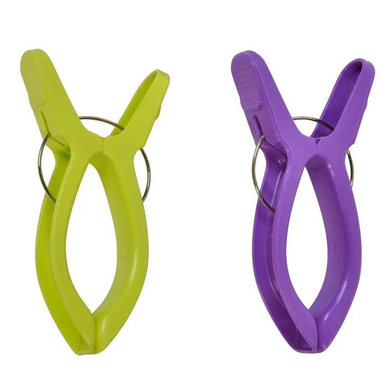 Cârlige pentru prosop sezlong, 16cm, 2 buc, Verde Lime și Mov