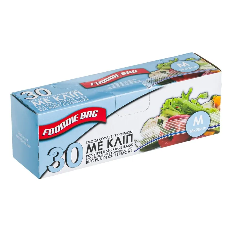 Pungi cu fermoar pentru stocarea alimentelor 18x20cm - Set de 30 buc