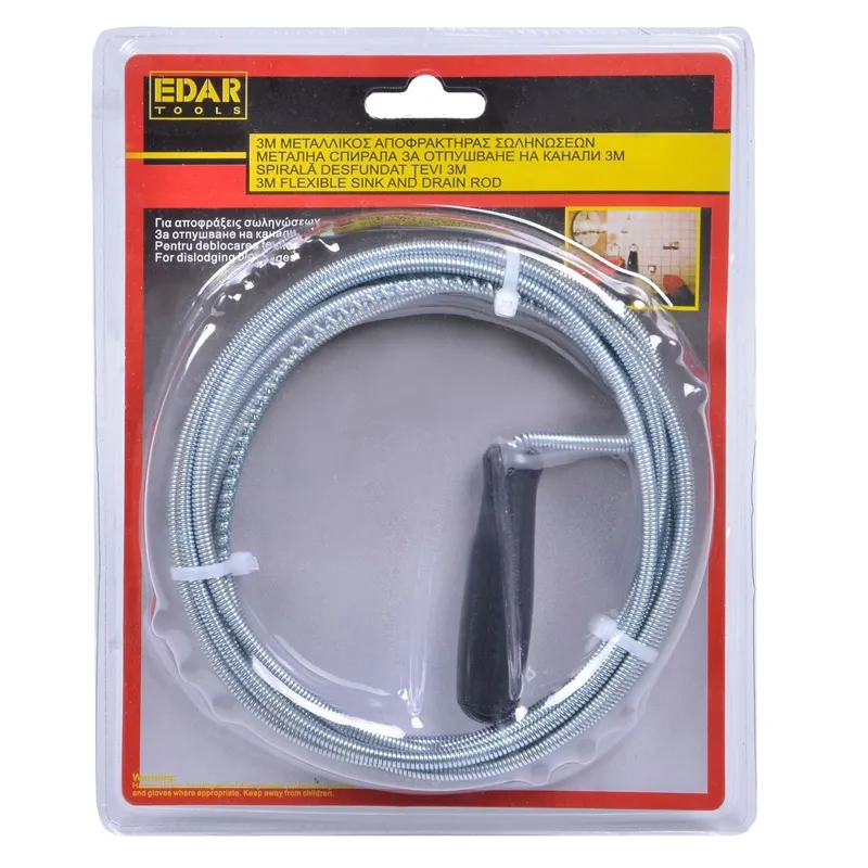 Spirală metalică pentru desfundat țevi, 3 m