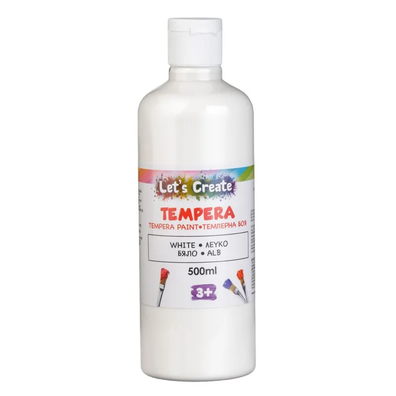 Tempera lichidă albă, 500 ml, sticlă