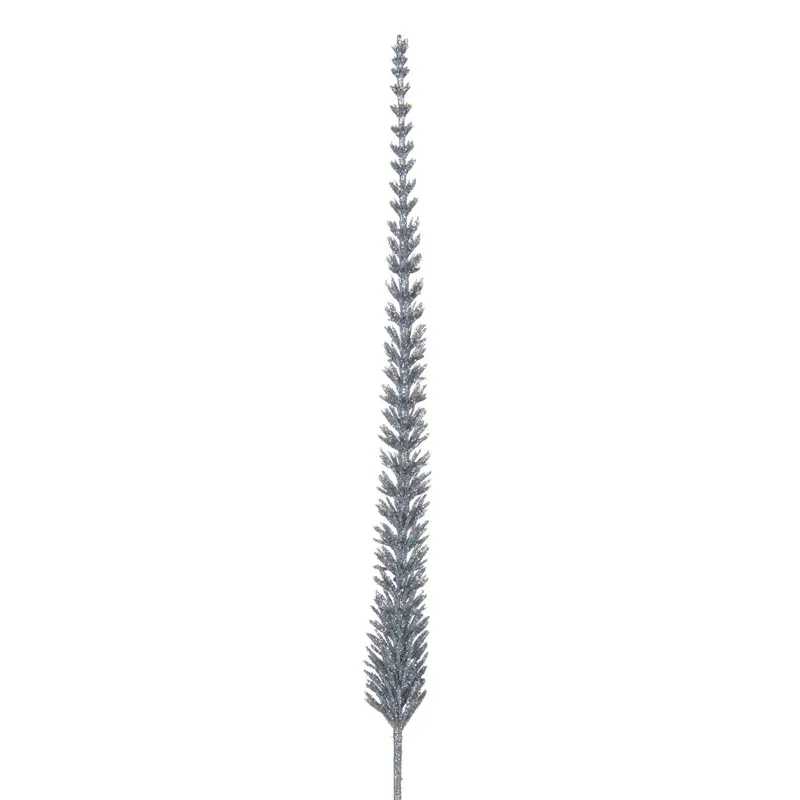 Ramură Decorativă de Crăciun Chiparos Argintie cu Glitter 41cm