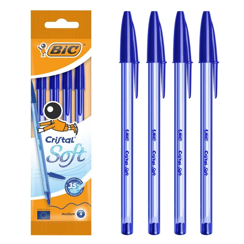 Set 4 pixuri cu bilă albastru vârf 1,2 mm pentru birou și școală