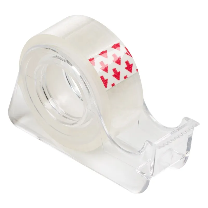 Suport pentru bandă adezivă, Transparent, cu rolă 10m x 15mm