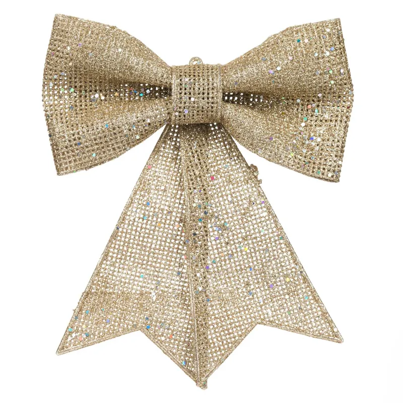 Funda Decorativă de Crăciun Bej cu Glitter, 27 cm – poza 2