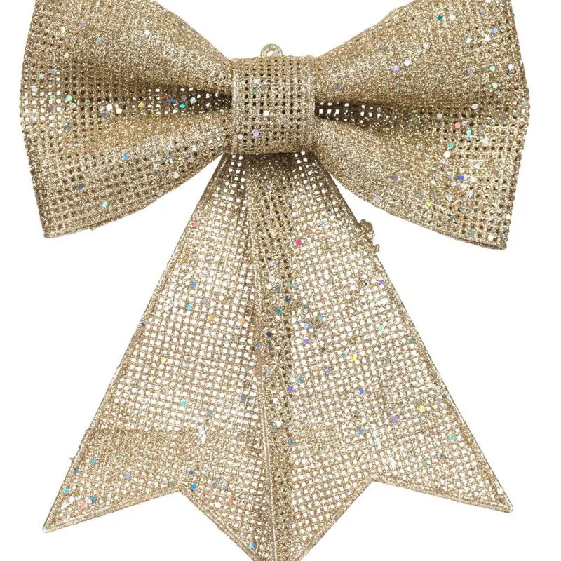 Funda Decorativă de Crăciun Bej cu Glitter, 27 cm – poza 3