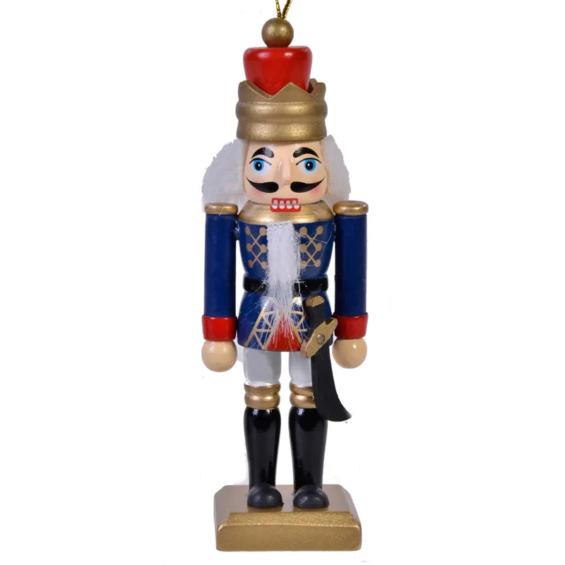Soldat din lemn decorativ de Crăciun suspendabil uniformă albastră