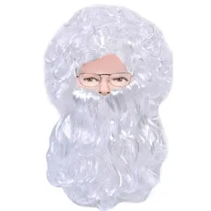 Set Peruca Barba Ochelari Moș Crăciun Păr Alb pentru Costume
