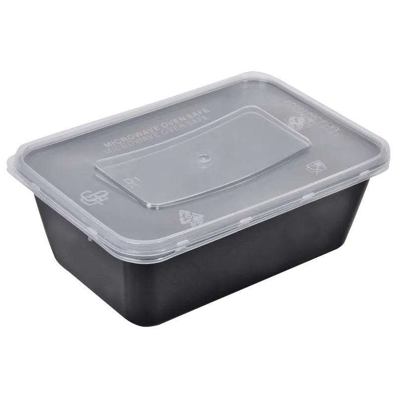 Recipiente alimente transparente negre 750 ml - set 5 bucăți