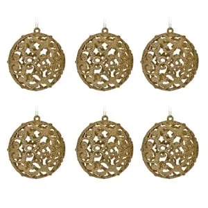 Set Globuri de Crăciun Aurii Glitter Ø8cm - 6 bucăți