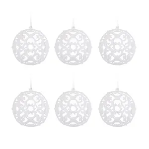 Set Globuri de Crăciun Alb Glitter Ø8cm pentru decorarea casei