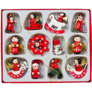 Set Ornamente Brad de Craciun Reindeer din Lemn pentru Decorare