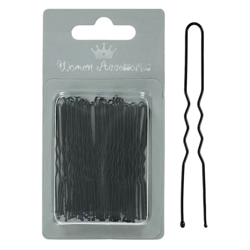 Agrafe de păr metalice, 6 cm, 40 buc, negre