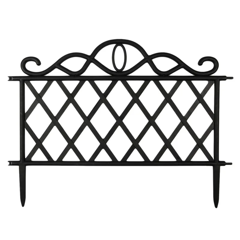 Gard Decorativ din Plastic, Set 3 buc, Negru, 47.5x36cm