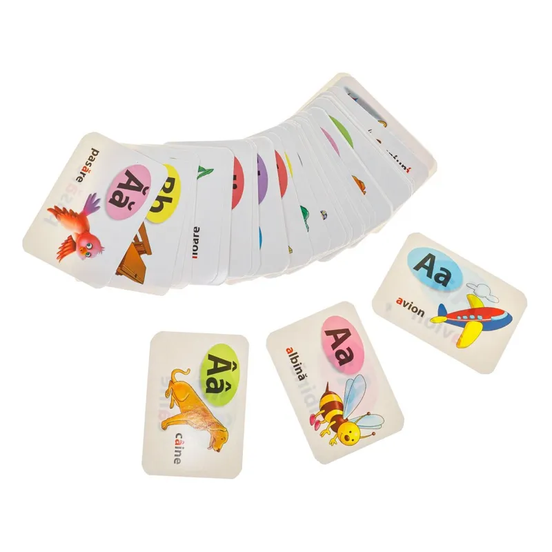 Cartonașe educative cu literele alfabetului – 48 de bucăți