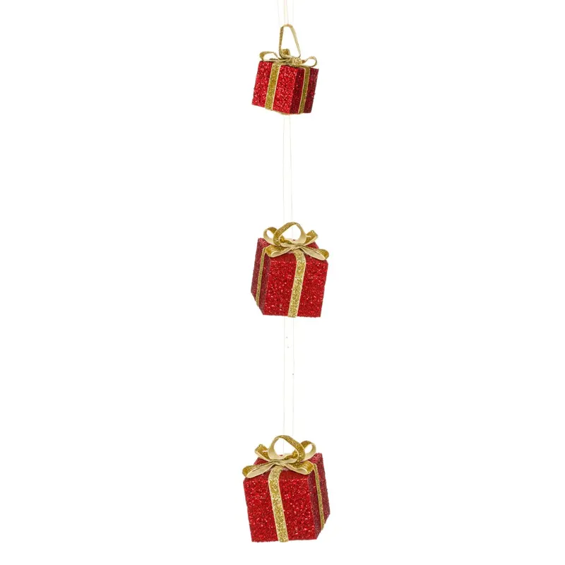 Decorațiune Crăciun Spumă Set 3 Cutii Cadou Roșii
