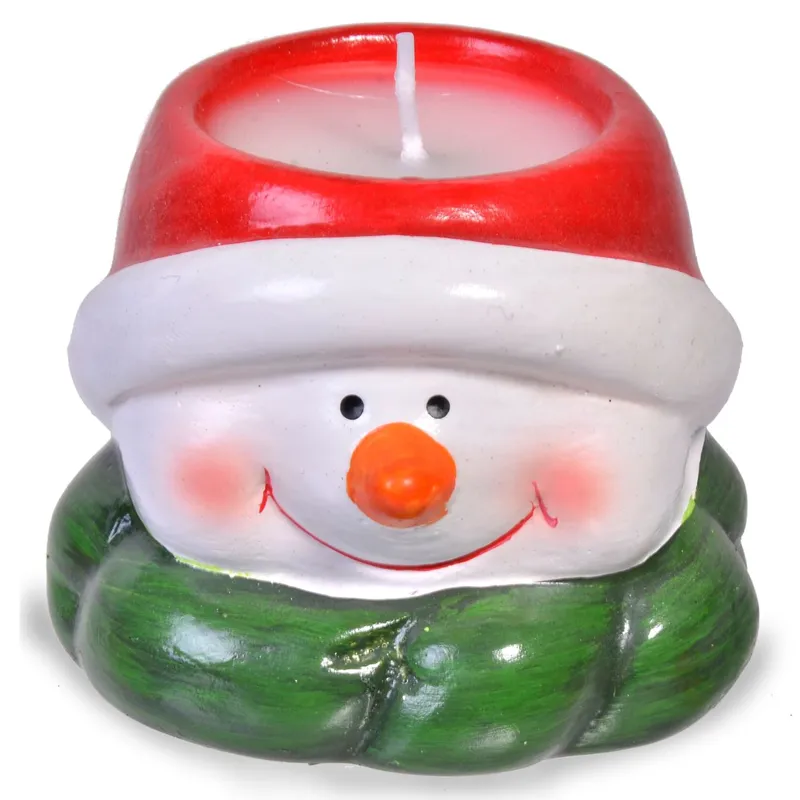 Lumanare decorativă ceramică om de zăpadă 8x6x6 cm