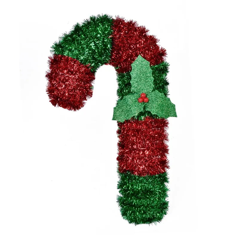 Baston Tinsel Roșu Verde pentru Decorațiune de Crăciun