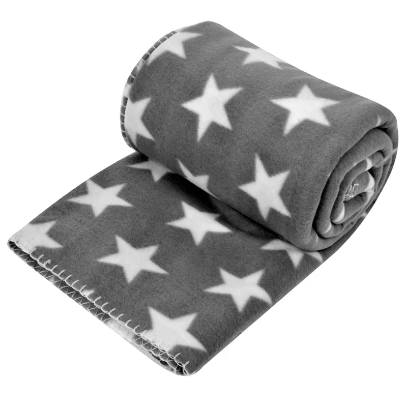 Patura fleece cu stele, gri, 200x150 cm