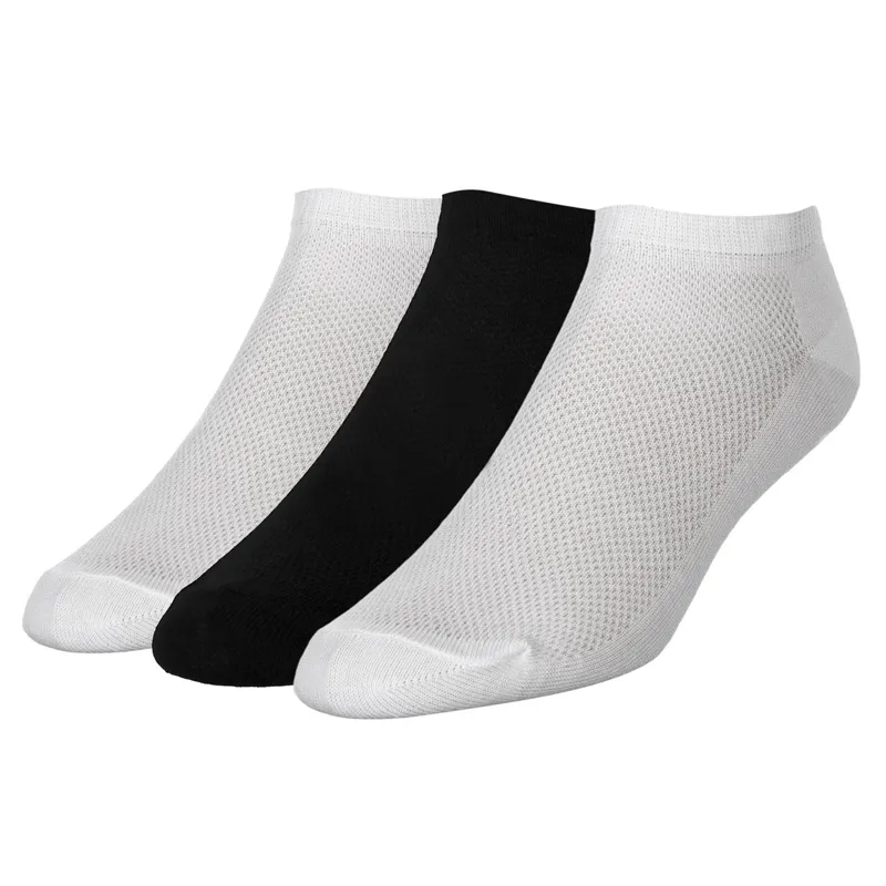 Set șosete femei scurte cu plasă, alb și negru, 3 perechi
