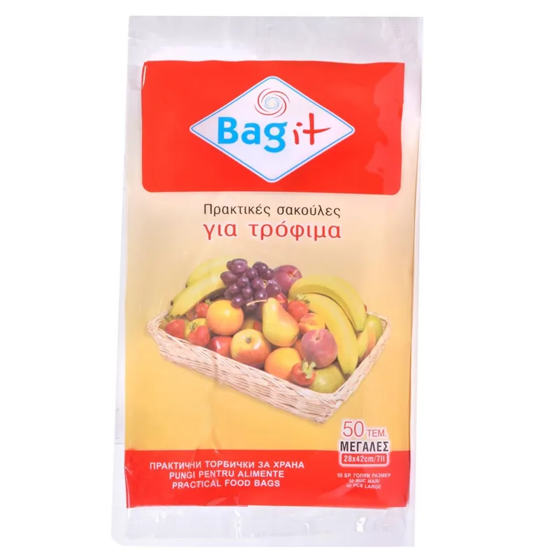 Pungi pentru Alimente Plastic de Dimensiune Mare 28x42 cm, 50 buc