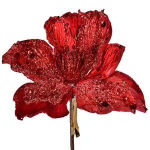 Flori decorative de Crăciun cu glitter aur