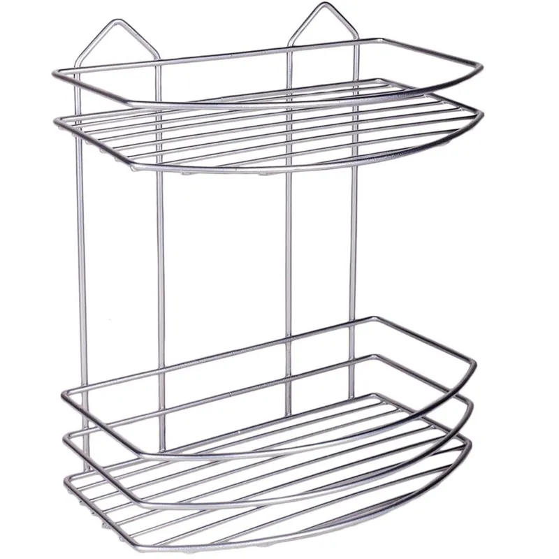 Raft Metalic Suspendabil pentru Baie, 2 Nivele, 25x15x30cm, Argintiu