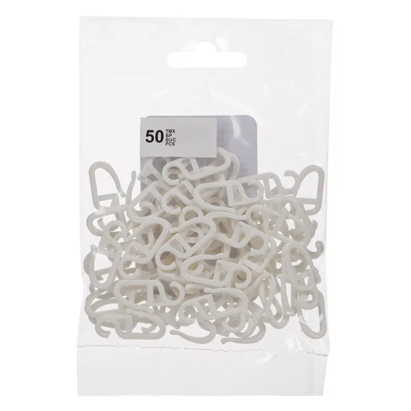 Cârlige pentru Perdea de Plastic, Albe, 50 buc