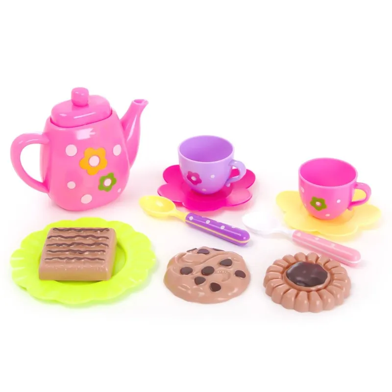Set de joaca ceai si biscuiti, 11 piese, roz