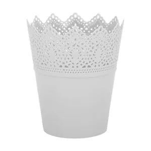 Ghiveci Plastic Alb cu Model Dantel Elegant pentru Flori