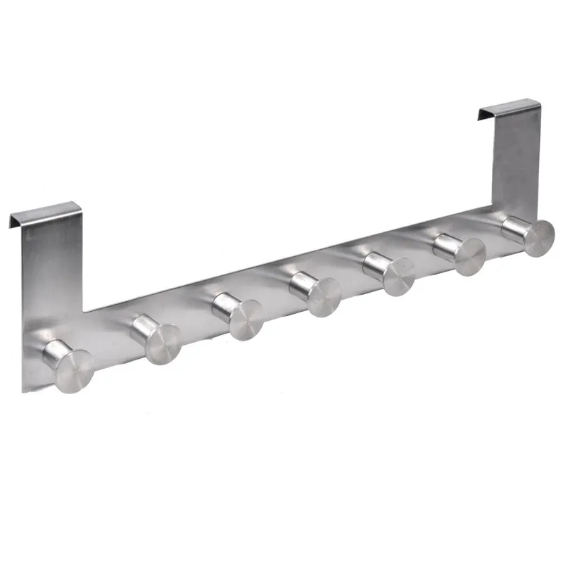 Cuier pentru ușă, 7 cârlige, Inox, 40 cm