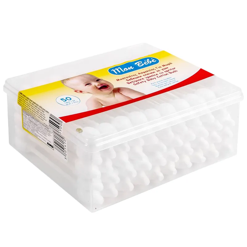 Bastoni de coton pentru igiena bebelușilor cu opriitor de siguranță