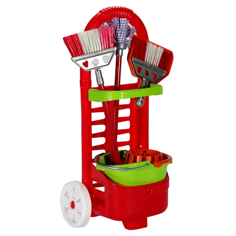 Set Carucior de Menaj pentru Copii, Rosu, cu Accesorii