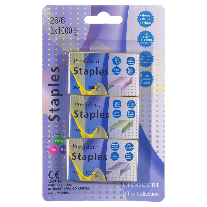 Rezerve capse colorate pentru capsator 26/6, 3000 buc, multicolor
