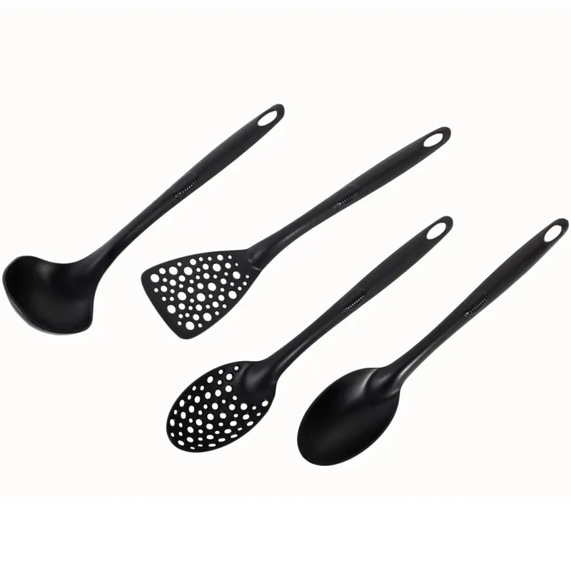 Set 4 Ustensile de Servit din Plastic Negru pentru Bucătărie