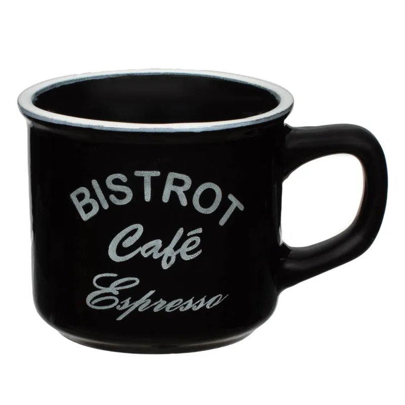 Cana mini ceramică pentru cafea, 140ml, alb-negru