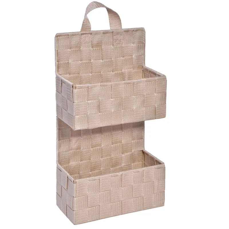 Cos de depozitare suspendabil, 2 nivele, rattan bej, 21x9x37 cm