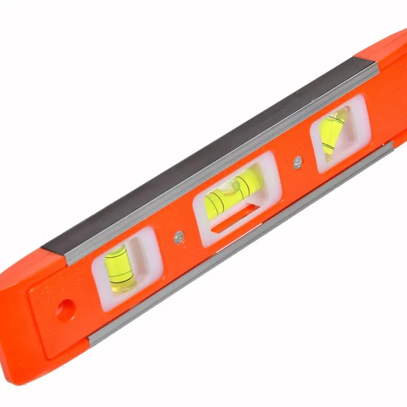 Nivelă cu bulă 23x4x1.5 cm, 3 fiole, plastic, portocaliu – poza 3