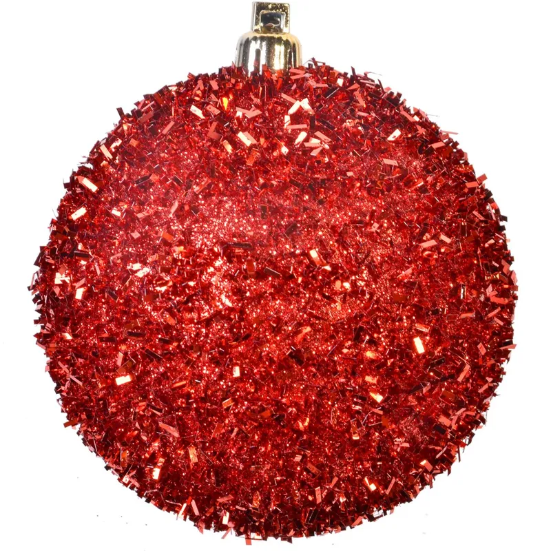 Globuri de Crăciun Tinsel Roșii Set 6 Bucăți Diametru 8cm