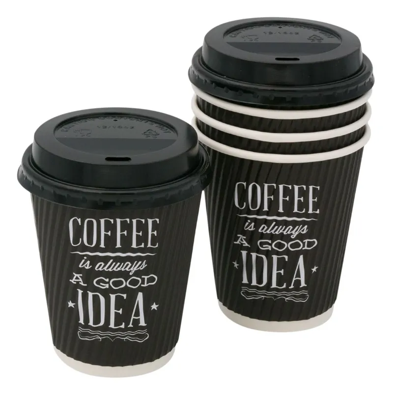 Pahare de cafea din carton, set de 10 bucăți cu capac