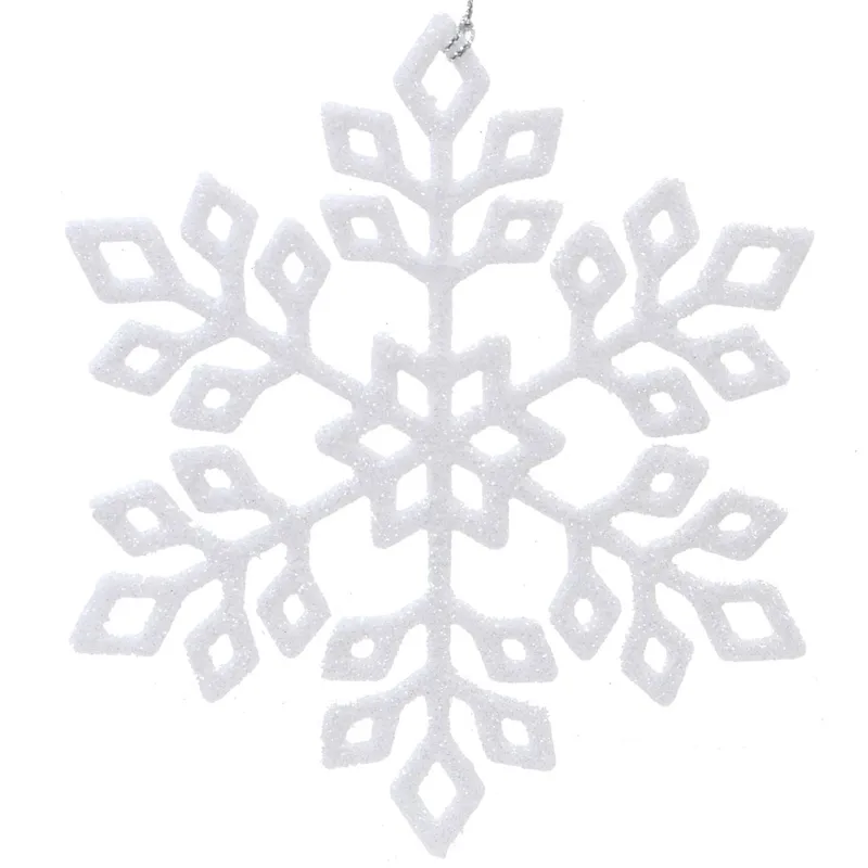 Ornament brad de Craciun fulg alb glitter pentru decorarea ferestrei